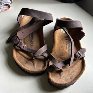 Birkenstock Dark Brown Leather Sandals